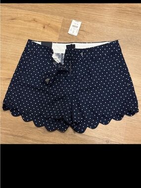 J.Crew Navy Polka Dot Scalloped Hem Women’s Shorts